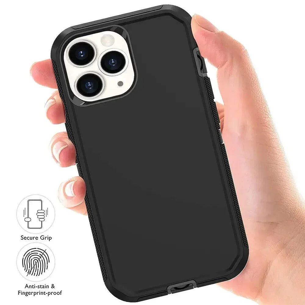 Rugged iPhone Case — Military-Grade Heavy-Duty Armor Box Cover with Belt Clip, Dual-Layer Shockproof Protection, Kickstand and Non-Slip Dustproof Design
