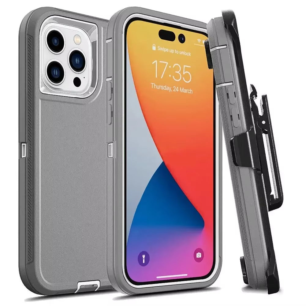 Rugged iPhone Case — Military-Grade Heavy-Duty Armor Box Cover with Belt Clip, Dual-Layer Shockproof Protection, Kickstand and Non-Slip Dustproof Design