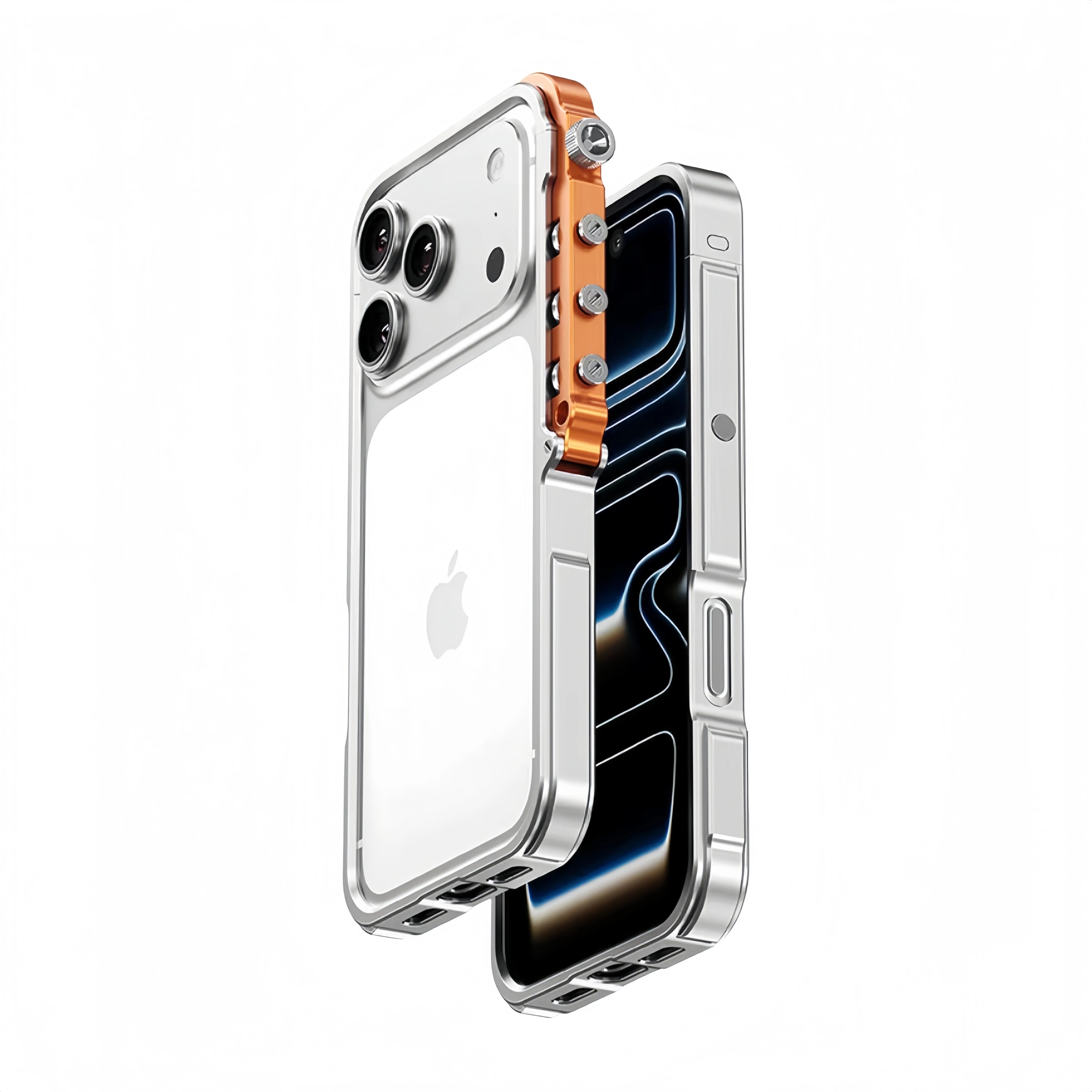 Rugged iPhone Case — Ultra-Light Aluminum Alloy Mecha Bumper with Military-Grade 360° Drop Protection, Shockproof Design and Lanyard Support