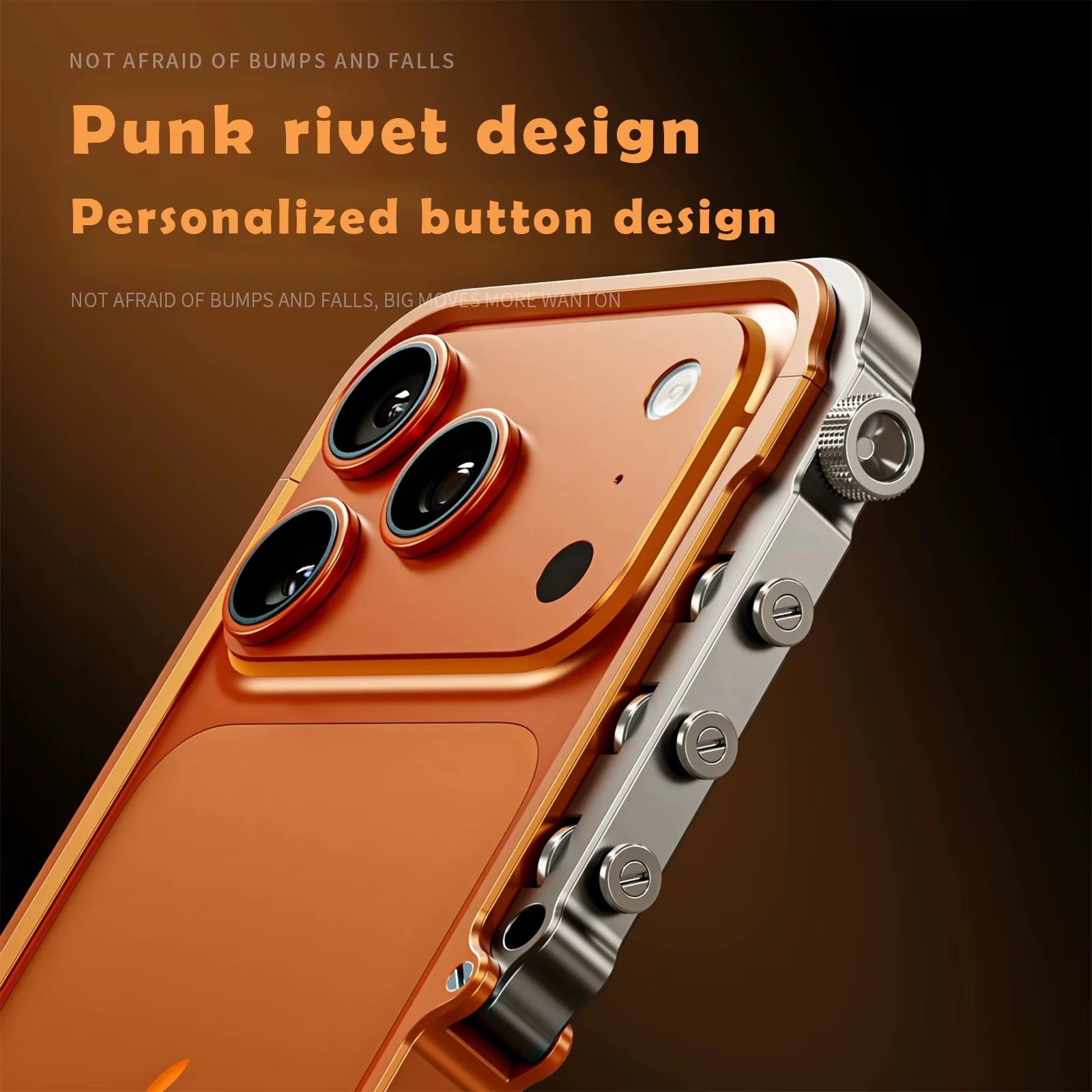 Rugged iPhone Case — Ultra-Light Aluminum Alloy Mecha Bumper with Military-Grade 360° Drop Protection, Shockproof Design and Lanyard Support