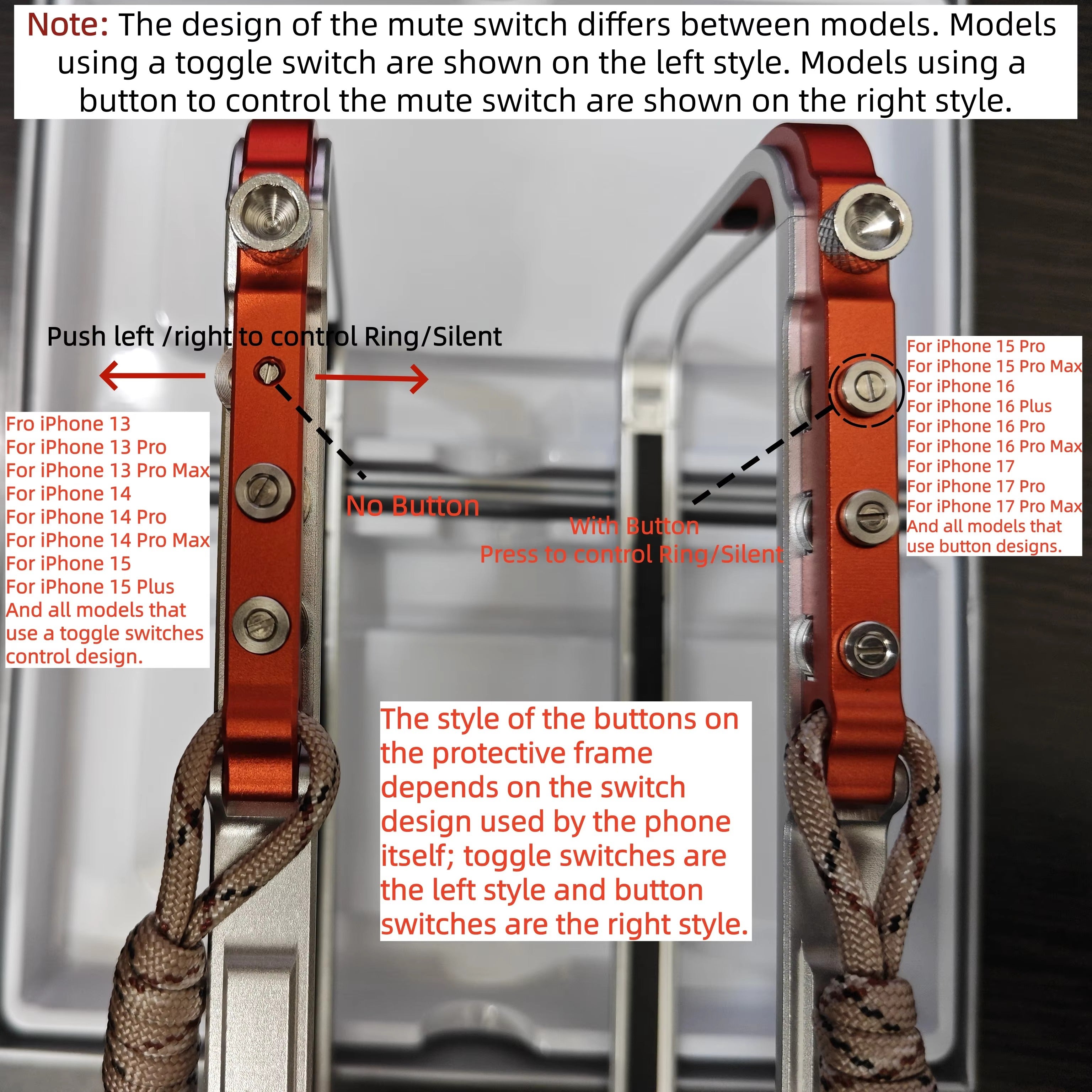 Rugged iPhone Case — Ultra-Light Aluminum Alloy Mecha Bumper with Military-Grade 360° Drop Protection, Shockproof Design and Lanyard Support