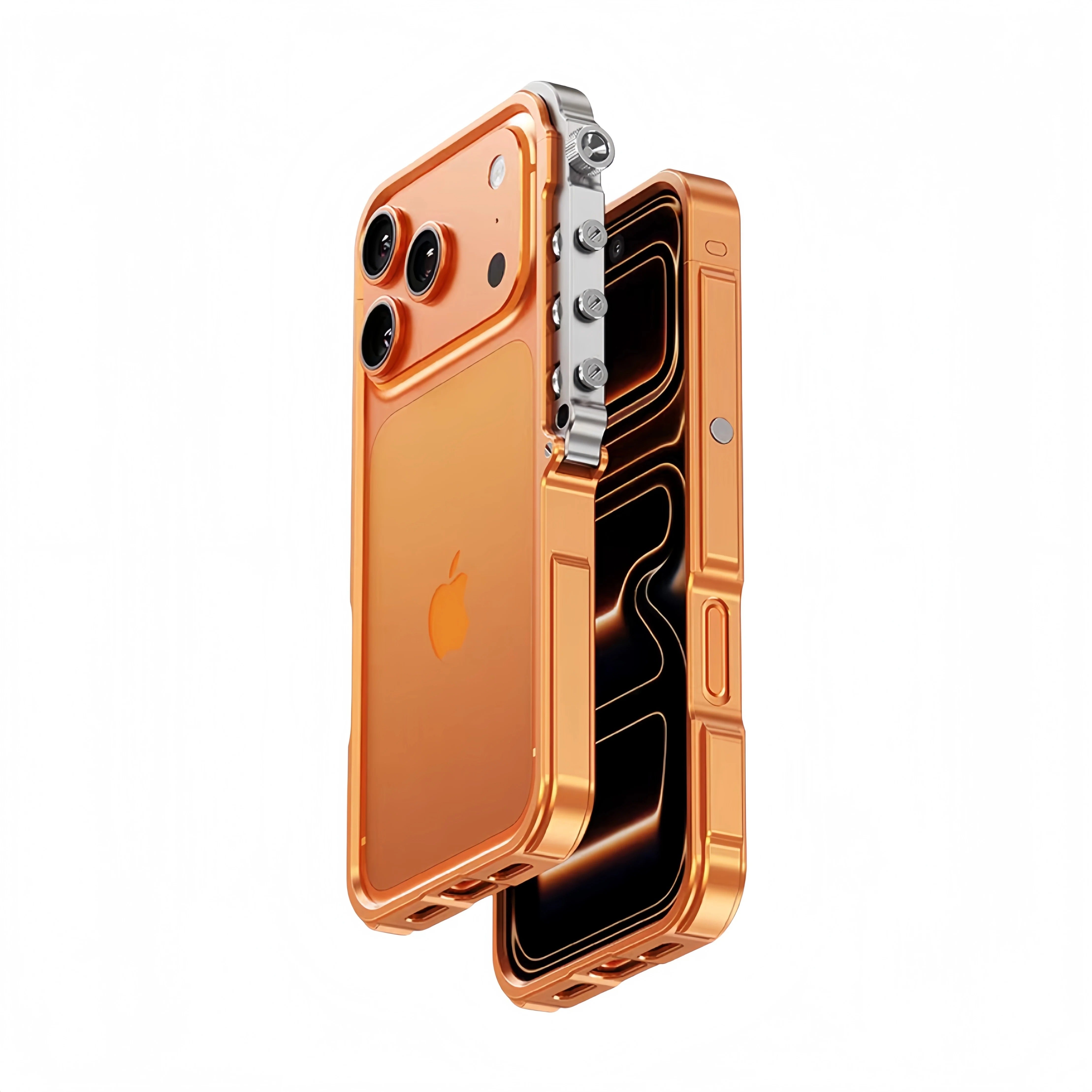 Rugged iPhone Case — Ultra-Light Aluminum Alloy Mecha Bumper with Military-Grade 360° Drop Protection, Shockproof Design and Lanyard Support