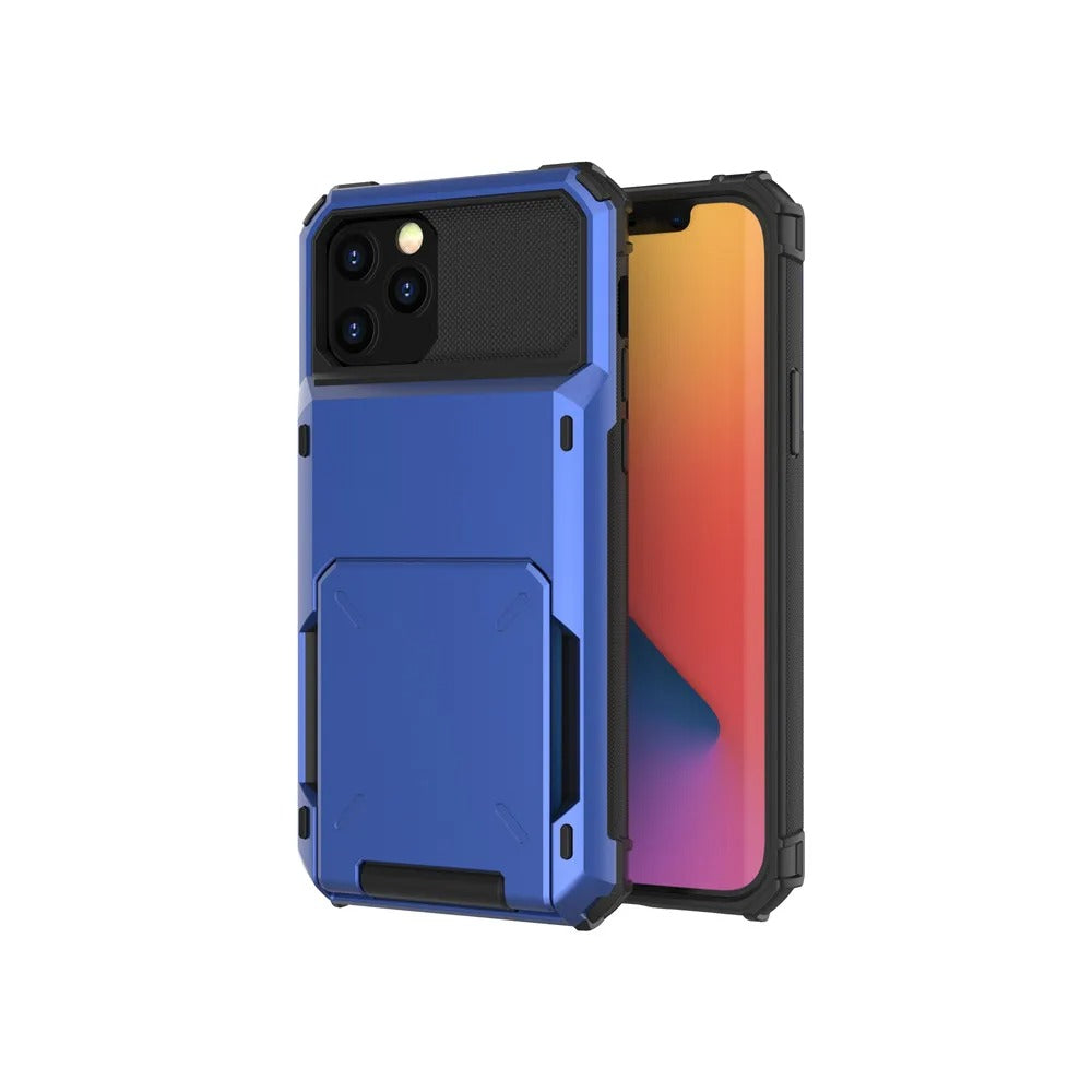 Rugged iPhone Wallet Case with Card Holder — TPU Armor Bumper Full Coverage, Magnetic Ring Kickstand, Military Grade Shockproof Scratch-Resistant Design