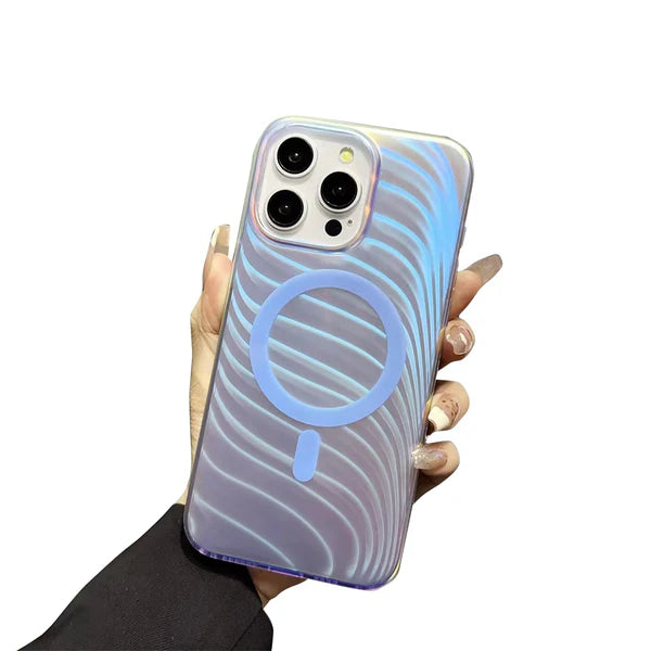 Luxury iPhone MagSafe Case Aurora Gradient Design — Colorful Laser Acrylic Cover, Magnetic Wireless Charging, Slim Shockproof Anti-Fingerprint Scratch-Resistant Finish
