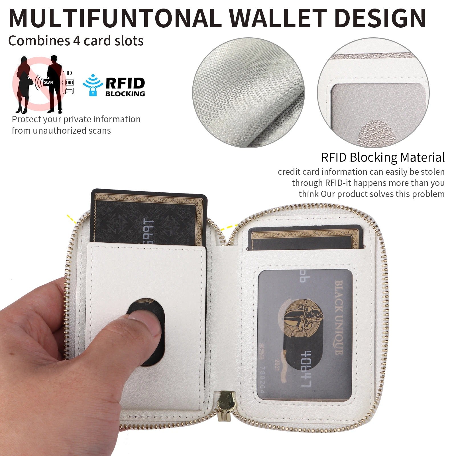 Refined iPhone Magnetic Leather Wallet, MagSafe-Compatible Card Holder with RFID Blocking, Slim Storage Design with Lanyard Support