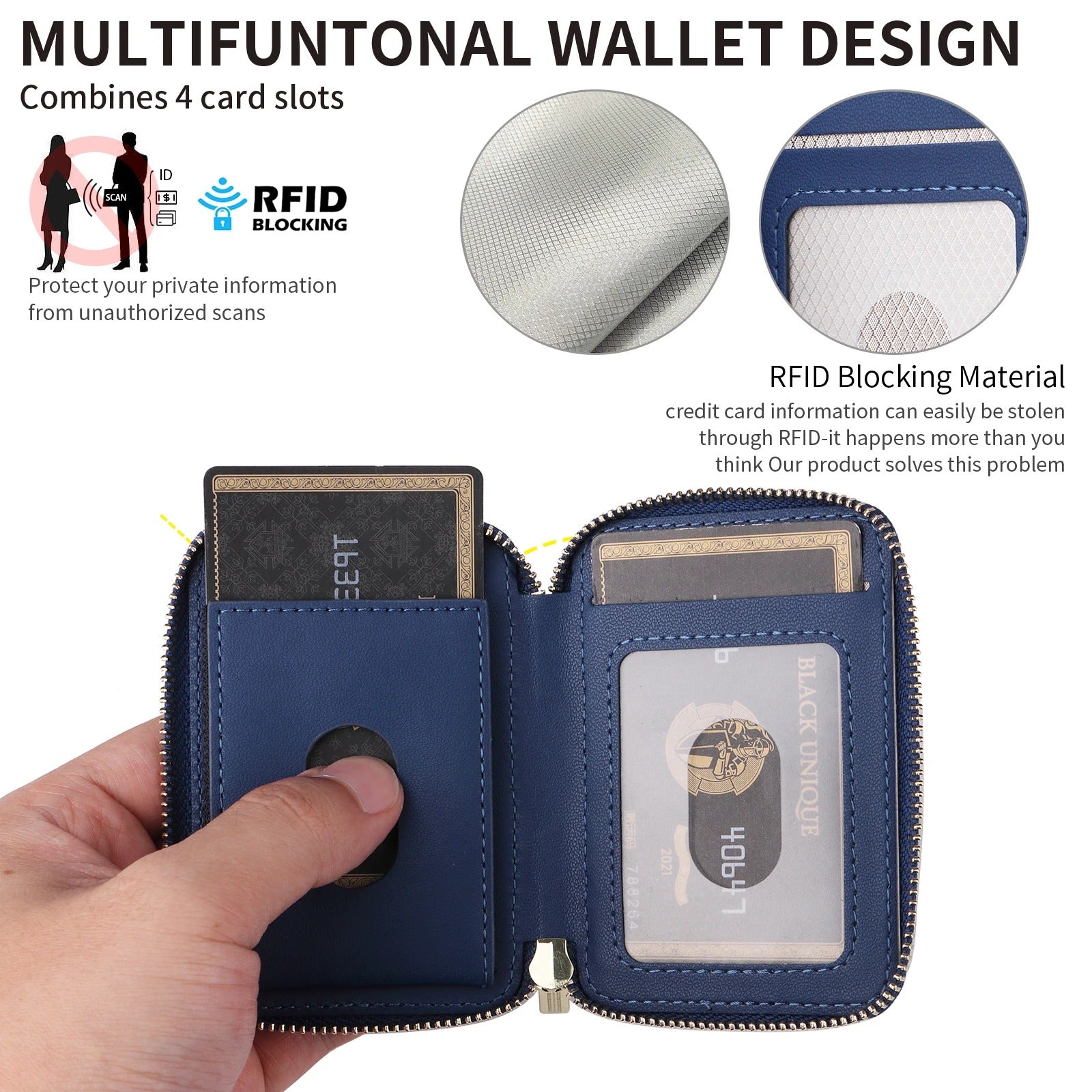 Refined iPhone Magnetic Leather Wallet, MagSafe-Compatible Card Holder with RFID Blocking, Slim Storage Design with Lanyard Support