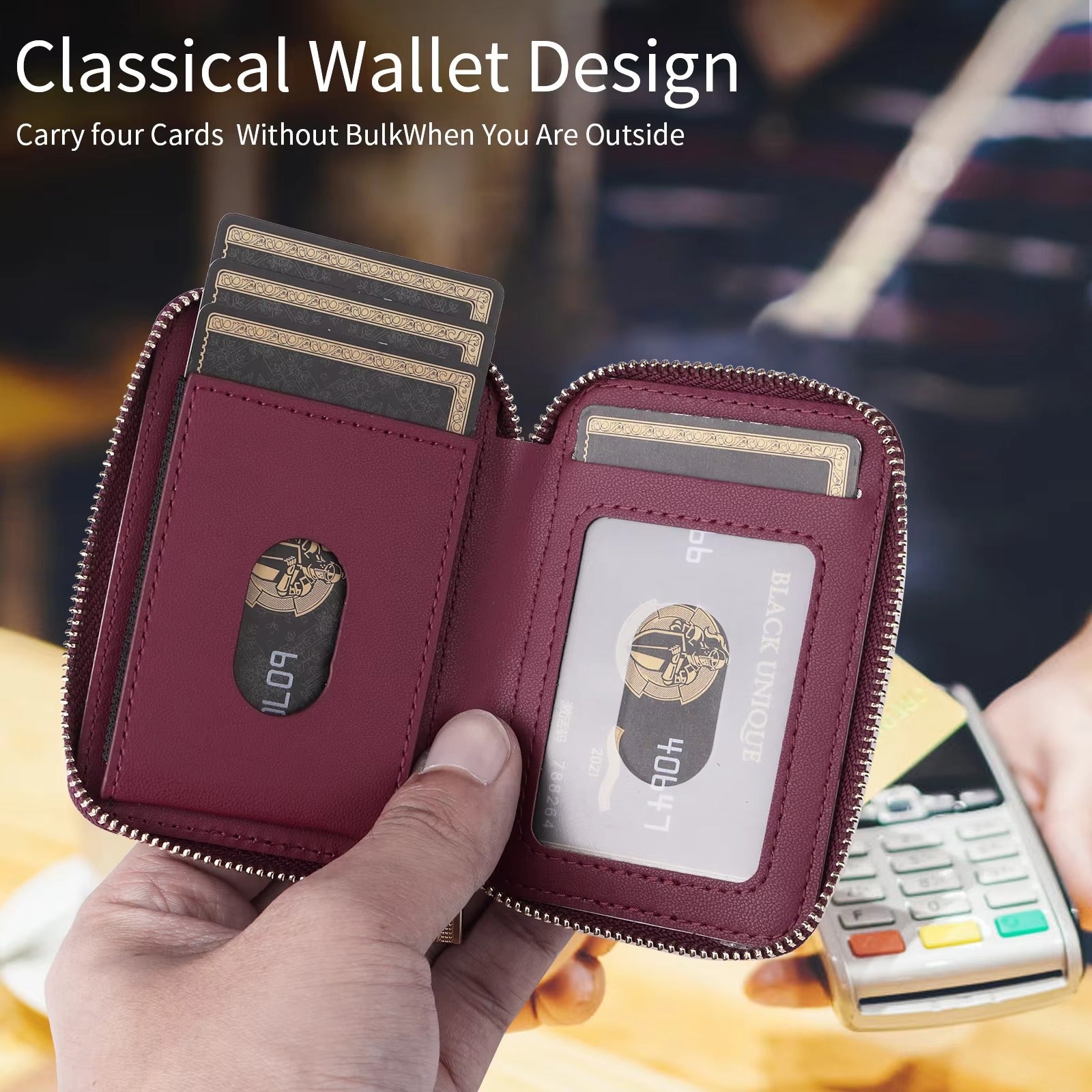 Refined iPhone Magnetic Leather Wallet, MagSafe-Compatible Card Holder with RFID Blocking, Slim Storage Design with Lanyard Support