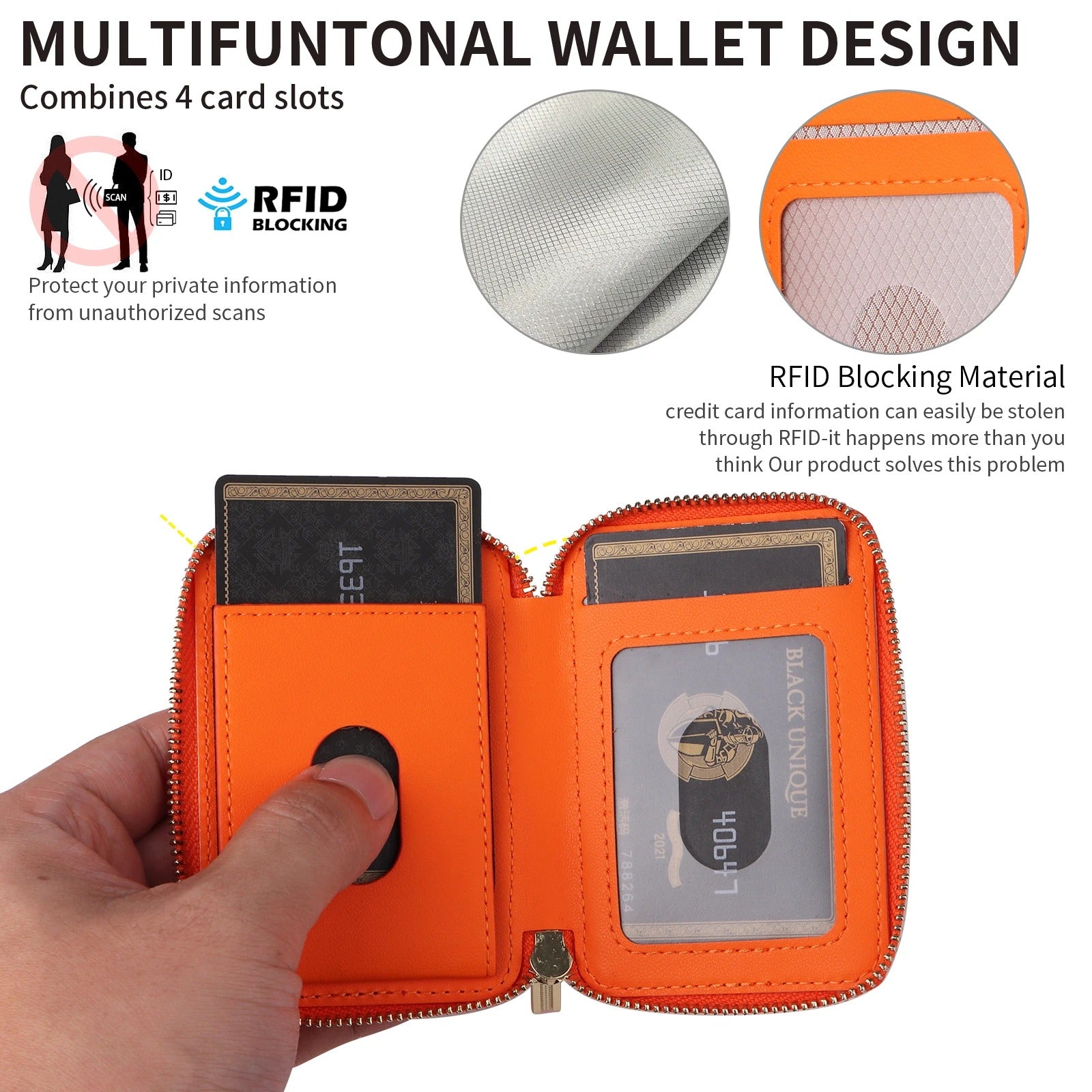 Refined iPhone Magnetic Leather Wallet, MagSafe-Compatible Card Holder with RFID Blocking, Slim Storage Design with Lanyard Support