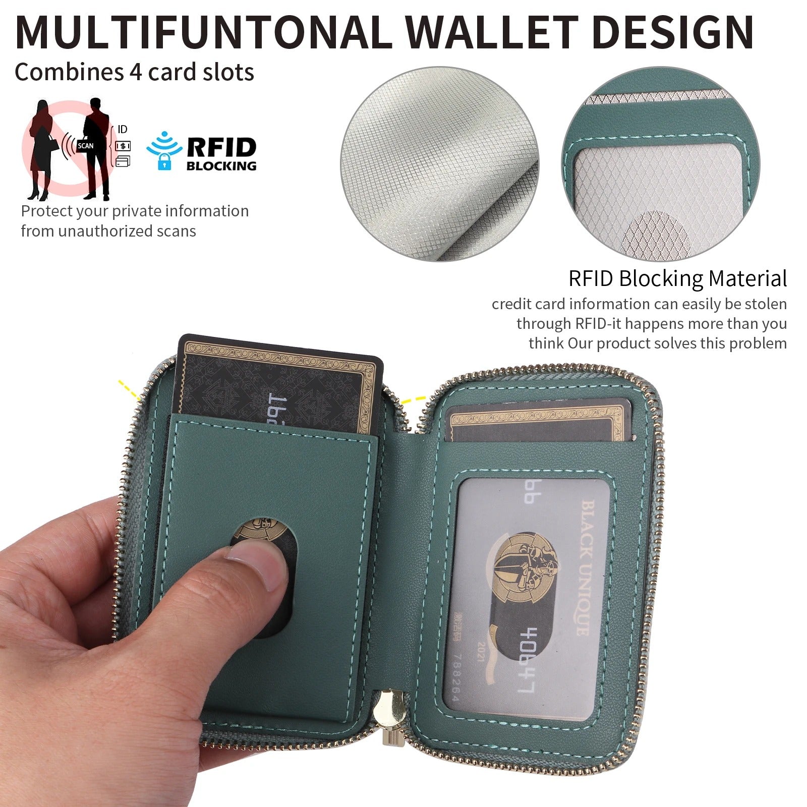 Refined iPhone Magnetic Leather Wallet, MagSafe-Compatible Card Holder with RFID Blocking, Slim Storage Design with Lanyard Support