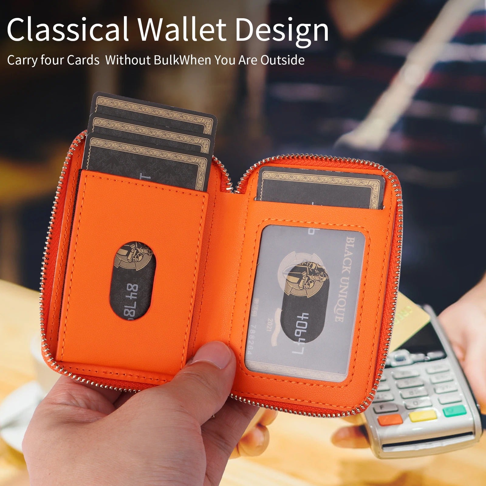 Refined iPhone Magnetic Leather Wallet, MagSafe-Compatible Card Holder with RFID Blocking, Slim Storage Design with Lanyard Support