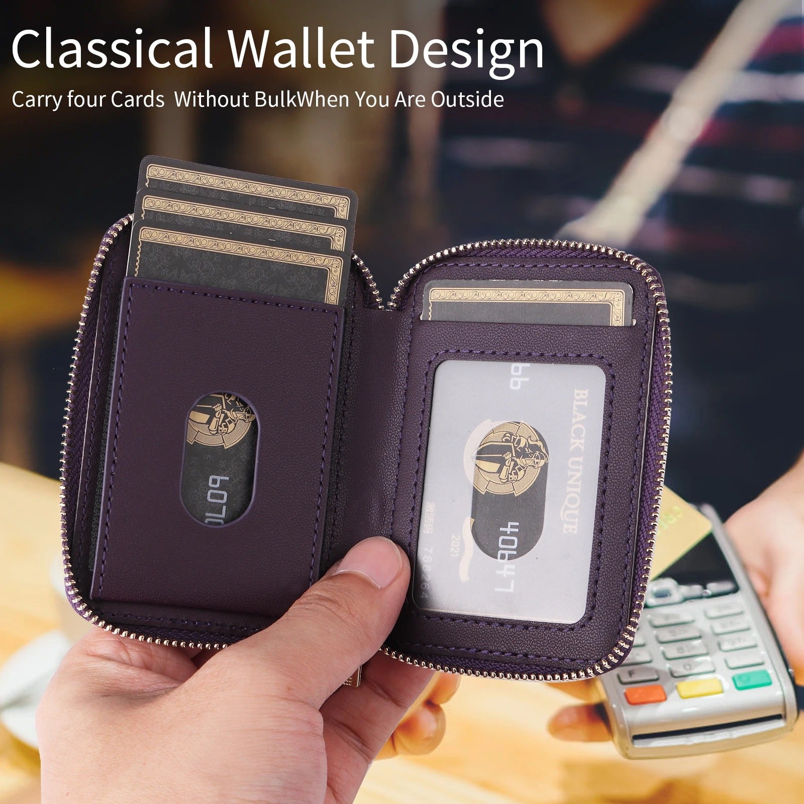 Refined iPhone Magnetic Leather Wallet, MagSafe-Compatible Card Holder with RFID Blocking, Slim Storage Design with Lanyard Support