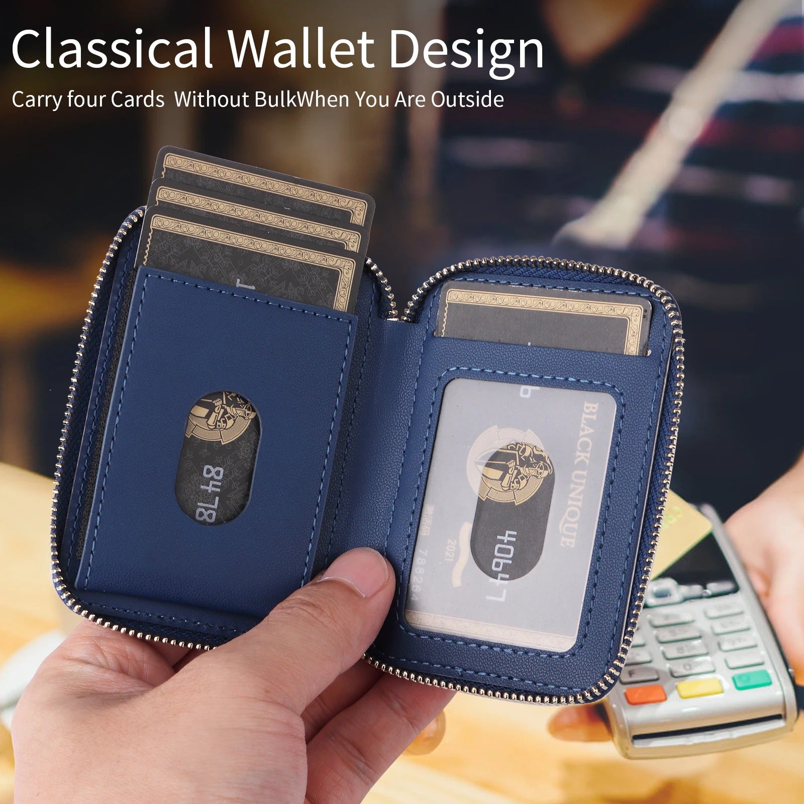 Refined iPhone Magnetic Leather Wallet, MagSafe-Compatible Card Holder with RFID Blocking, Slim Storage Design with Lanyard Support