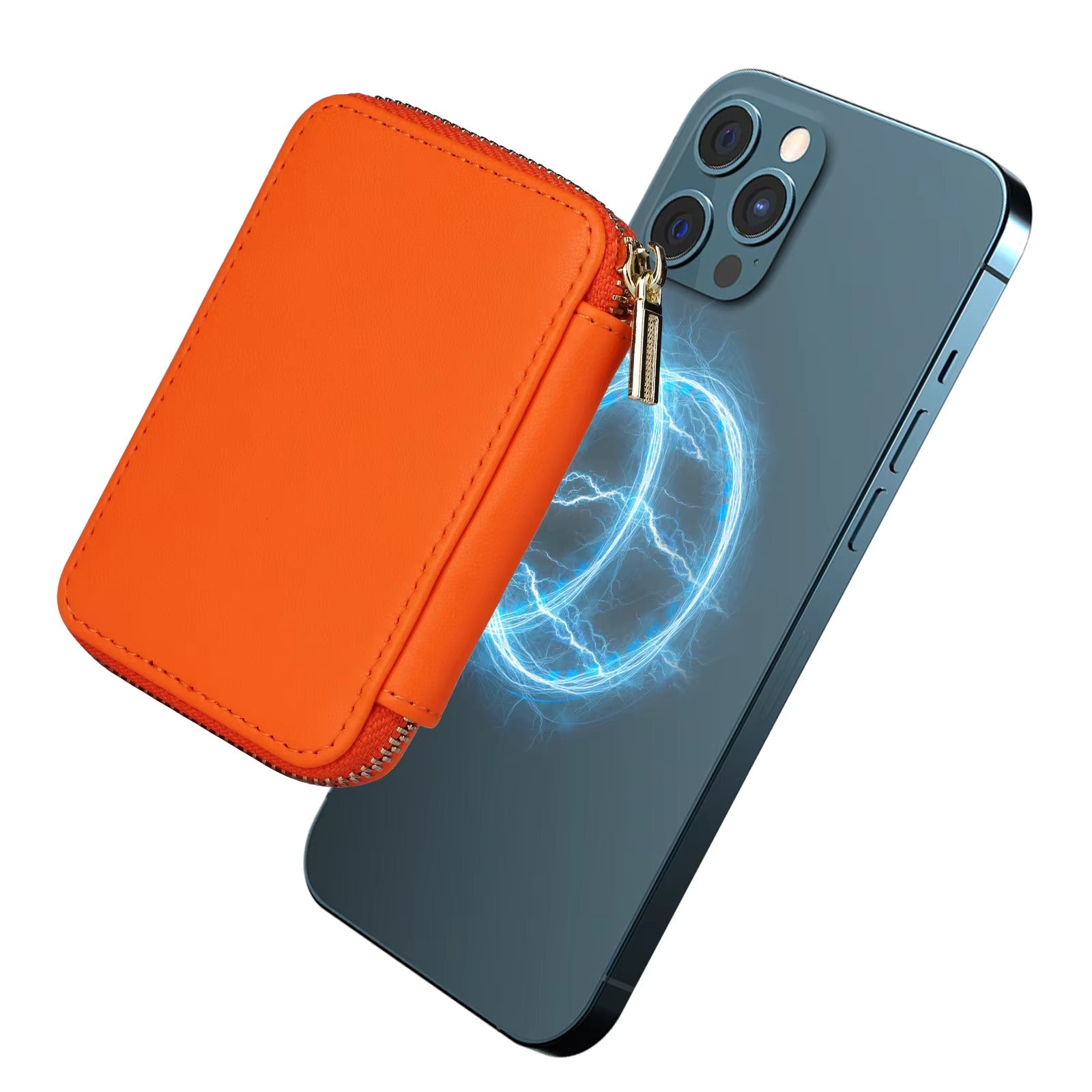 Refined iPhone Magnetic Leather Wallet, MagSafe-Compatible Card Holder with RFID Blocking, Slim Storage Design with Lanyard Support