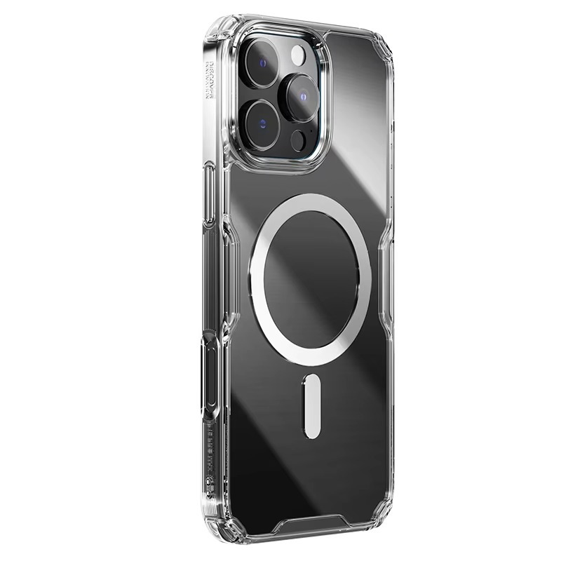 Ultra-Slim Magnetic iPhone Case — Transparent Hybrid TPU+PC Cover with Anti-Drop Airbag Protection, Shockproof Anti-Fingerprint Design
