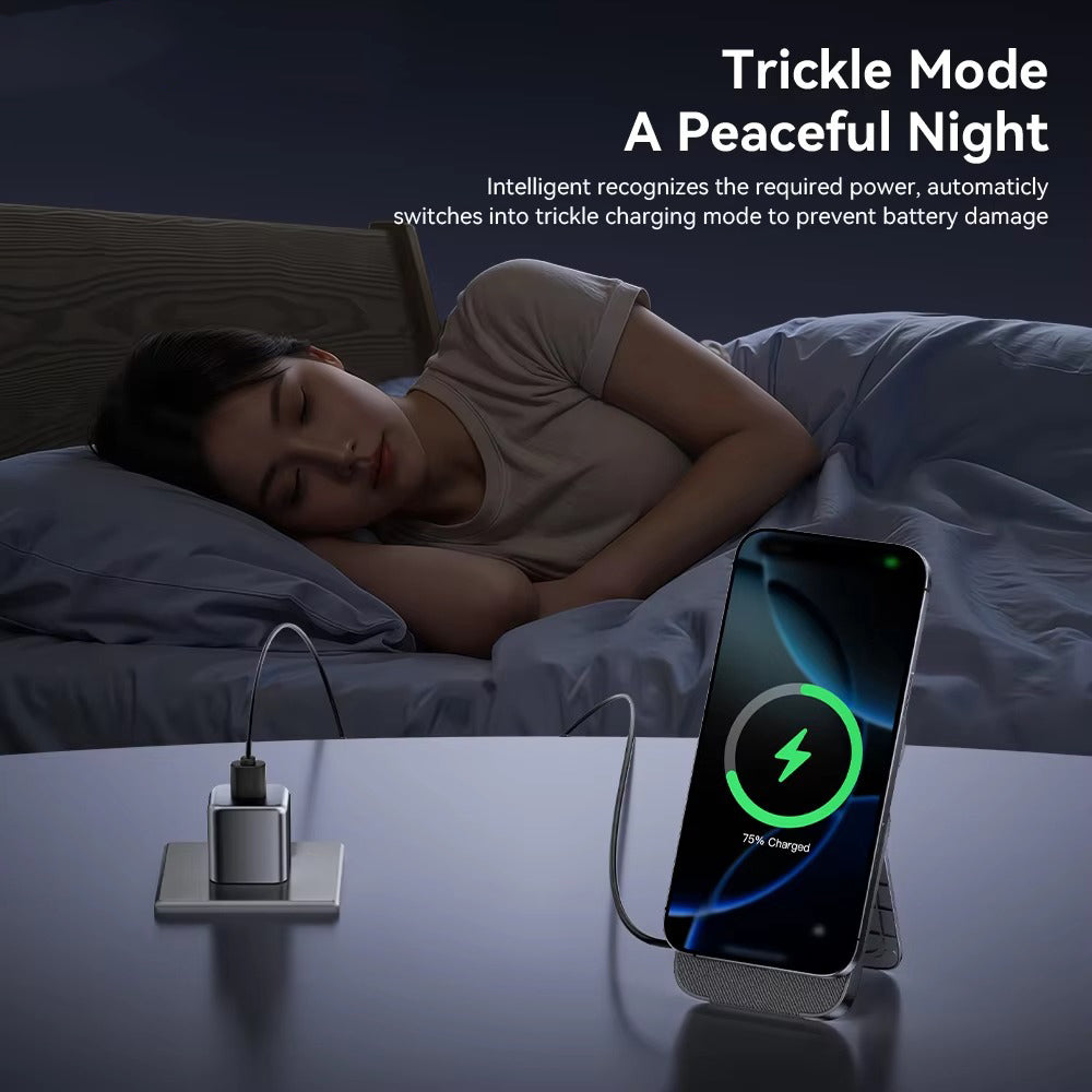 Ultra-Slim iPhone 3-in-1 Portable Wireless Charger Stand, 15W Magnetic Fast-Charge Dock for Phone, Watch & Earbuds with Foldable Design