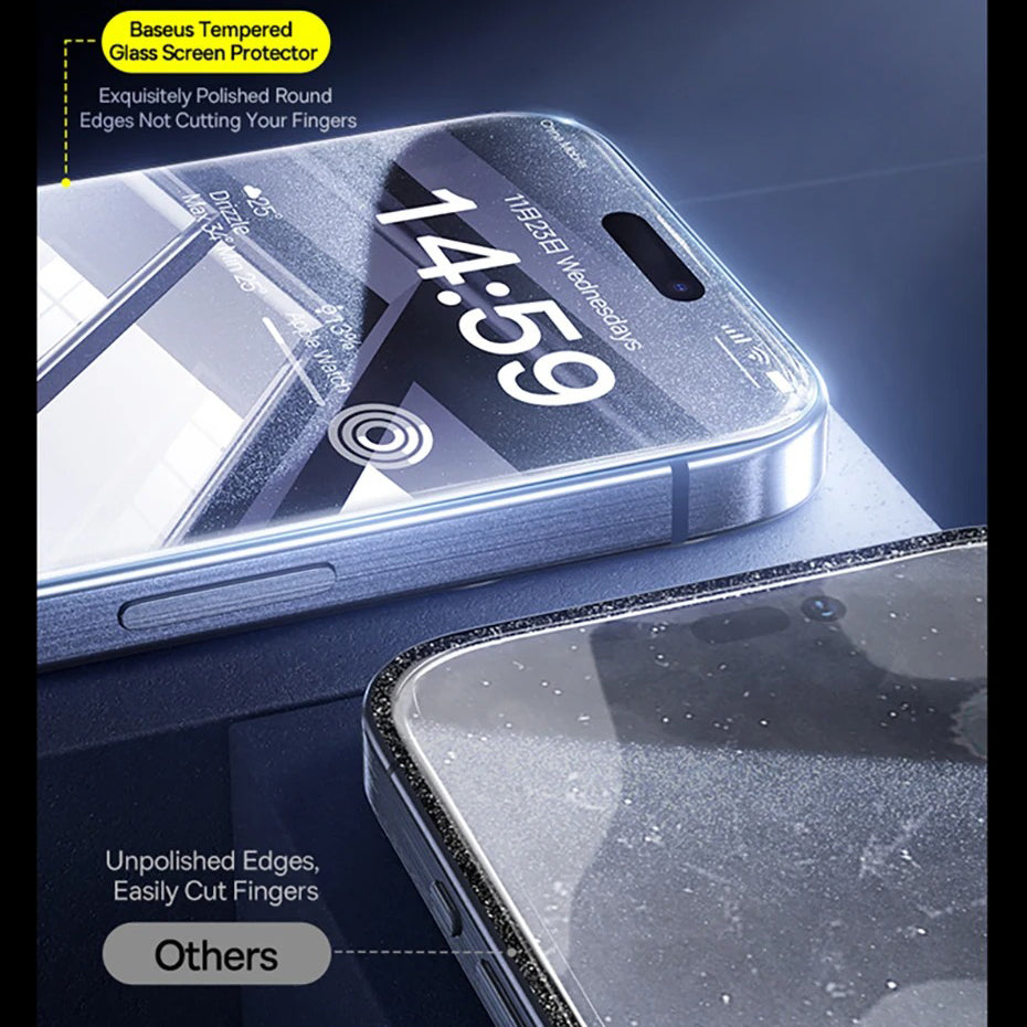 Ultra-Slim iPhone Anti-Peeping Screen Protector – Clear Edge Privacy Tempered Glass with Discreet Viewing Protection, Smooth Touch & Scratch Resistance