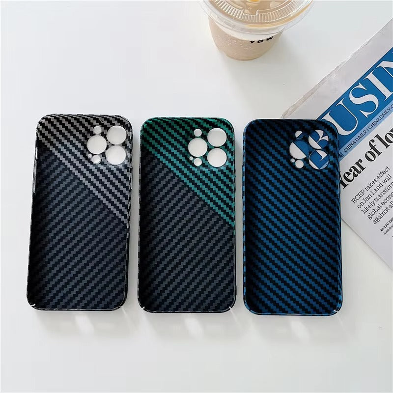 Ultra-Slim iPhone Case Carbon Fiber Matte Finish — 0.3mm Thin Protective Cover, Full Camera Protection, Anti-Fingerprint, Lightweight Non-Slip Design