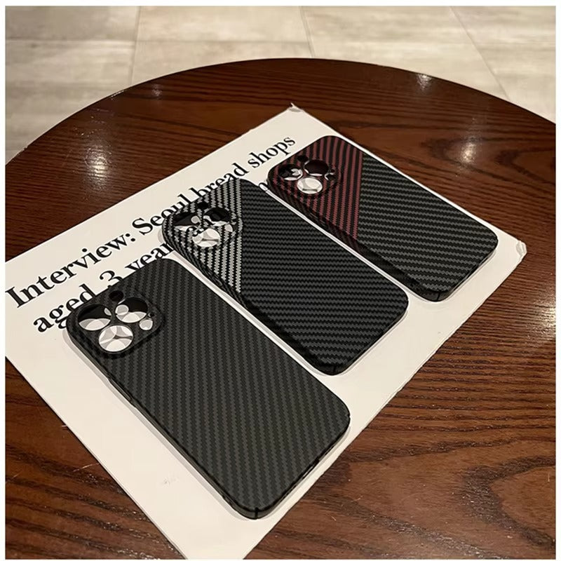 Ultra-Slim iPhone Case Carbon Fiber Matte Finish — 0.3mm Thin Protective Cover, Full Camera Protection, Anti-Fingerprint, Lightweight Non-Slip Design