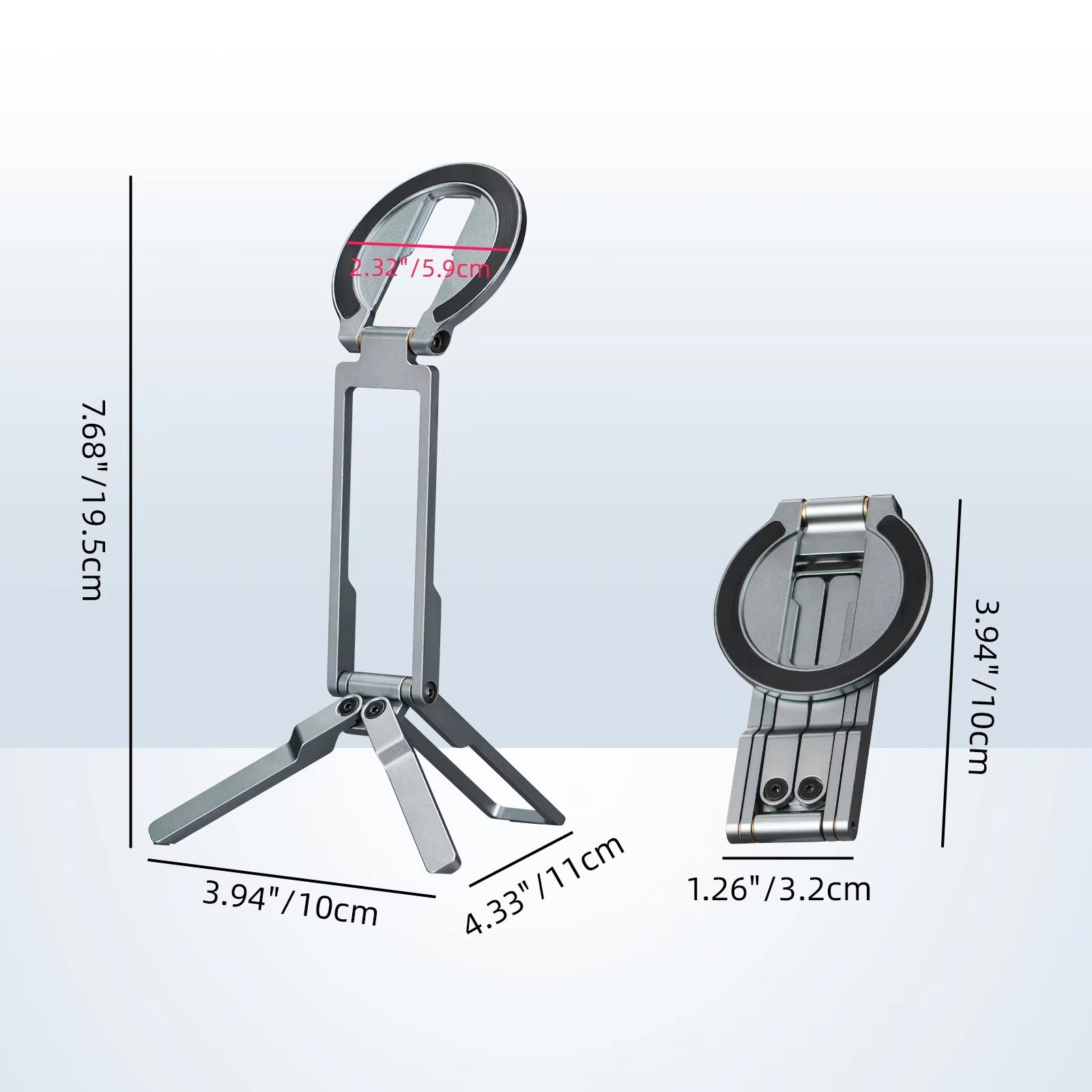 Ultra-Slim iPhone MagSafe Magnetic Phone Tripod Stand, Pocket Mini Holder with Strong N52 Magnet Grip & 360° Adjustable Mount