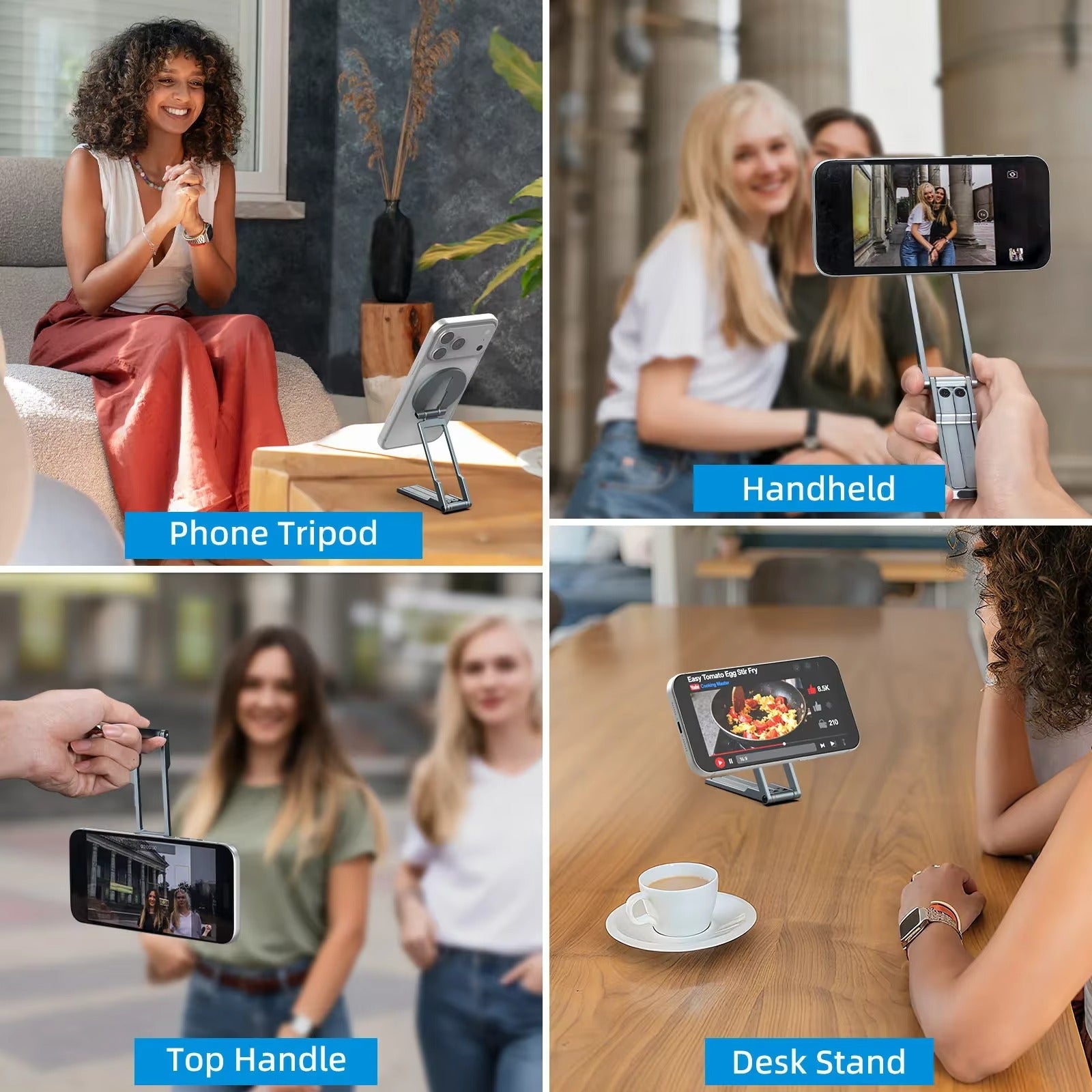 Ultra-Slim iPhone MagSafe Magnetic Phone Tripod Stand, Pocket Mini Holder with Strong N52 Magnet Grip & 360° Adjustable Mount