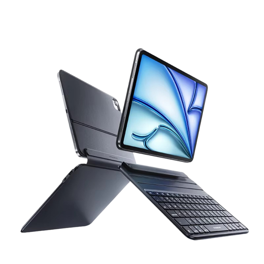 Ultra-Thin Keyboard Case for Tablets with Detachable Magnetic Keyboard, Drop-Resistant Leather Cover & Portable Work Setup