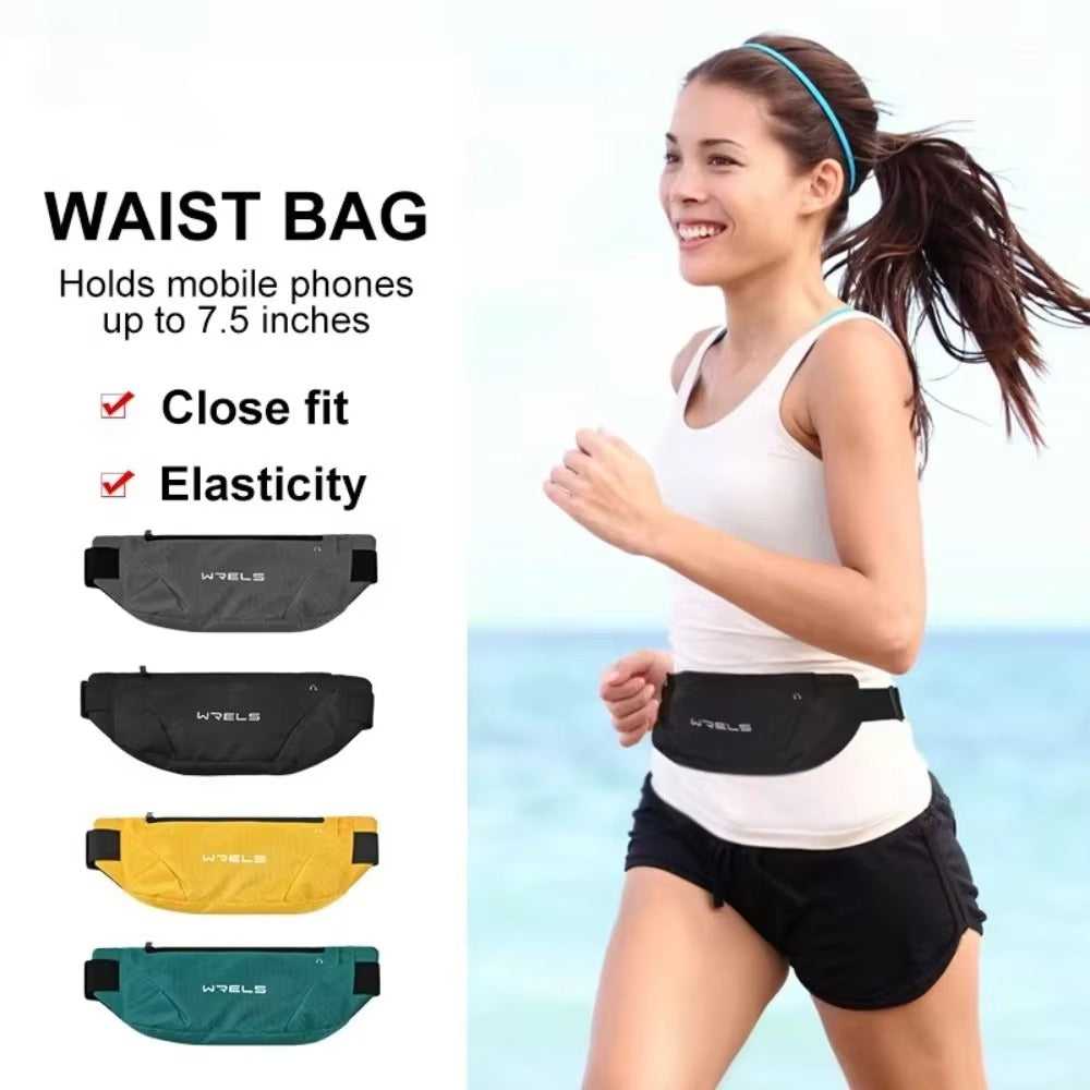 Ultra-Thin Running Waist Bag with Waterproof Elastic Design, Close-Fit Sports Belt, Lightweight Hands-Free Phone Pouch for Fitness & Outdoor Use