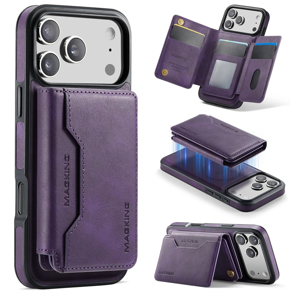 Elite iPhone Detachable Magnetic Leather Wallet Case, MagSafe-Compatible Card Holder with Shock Protection & Scratch Resistance