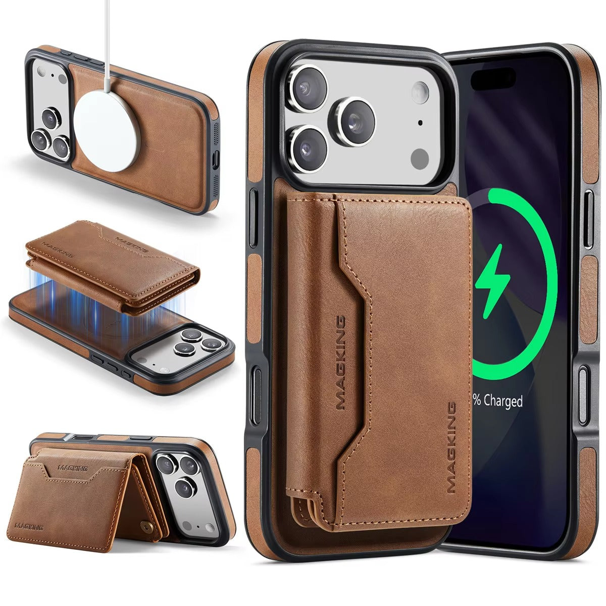 Elite iPhone Detachable Magnetic Leather Wallet Case, MagSafe-Compatible Card Holder with Shock Protection & Scratch Resistance