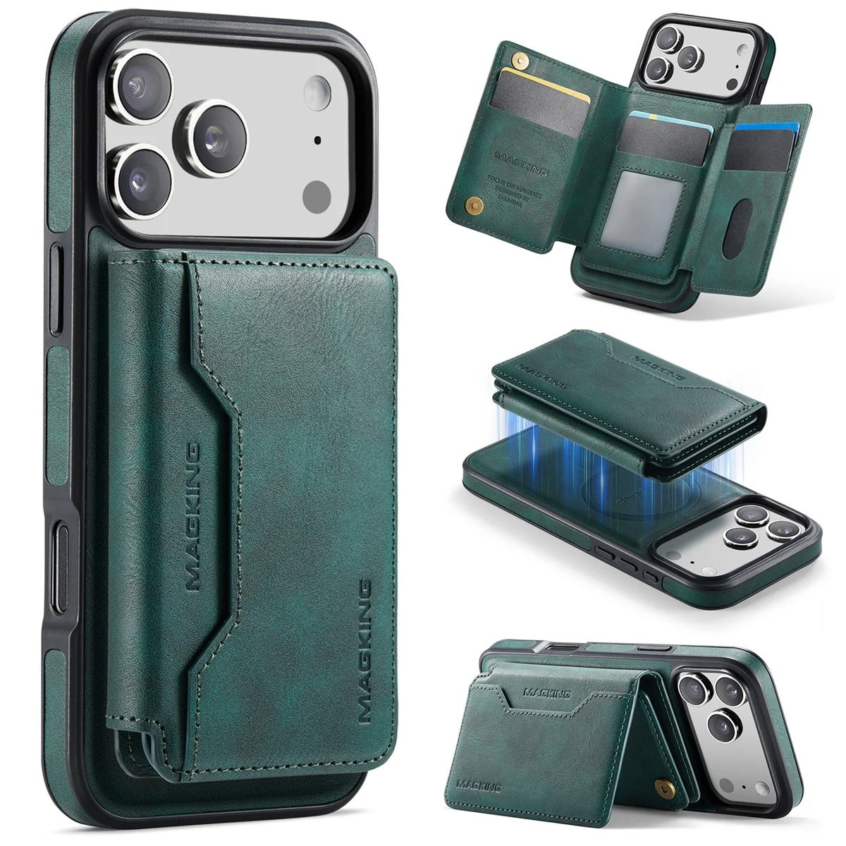 Elite iPhone Detachable Magnetic Leather Wallet Case, MagSafe-Compatible Card Holder with Shock Protection & Scratch Resistance