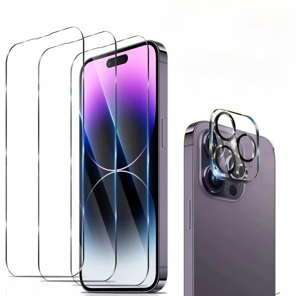 Elite iPhone HD Screen & Camera Lens Protector – Tempered Glass Display Shield with Scratch-Resistant, Shatter-Protective Clarity for Front Screen and Lens