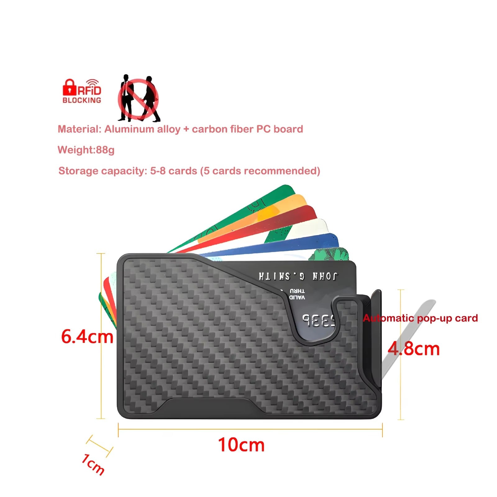 Elite iPhone Magnetic Wallet Card Holder, Carbon Fiber & Aluminum Slim Case with Automatic Pop-Up Card Access, MagSafe-Compatible Anti-Fingerprint Design