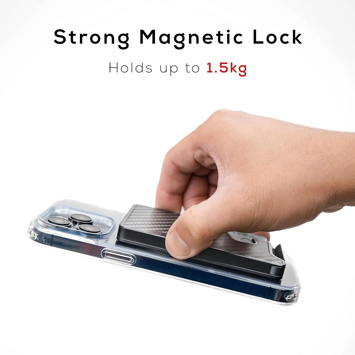 Elite iPhone Magnetic Wallet Card Holder, Carbon Fiber & Aluminum Slim Case with Automatic Pop-Up Card Access, MagSafe-Compatible Anti-Fingerprint Design