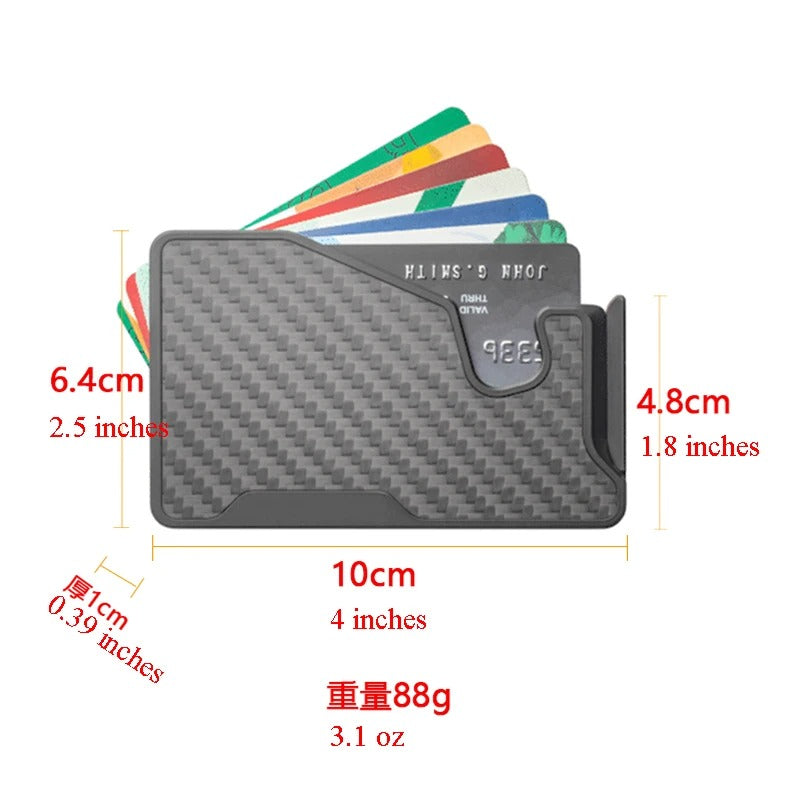 Elite iPhone Magnetic Wallet Card Holder, Carbon Fiber & Aluminum Slim Case with Automatic Pop-Up Card Access, MagSafe-Compatible Anti-Fingerprint Design