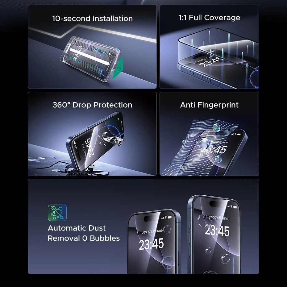 Elite iPhone Privacy Screen Protector – Anti-Spy Tempered Glass with Clear Display Visibility, Fingerprint Resistance, Scratch Defense & Shatter-Protective Front Film