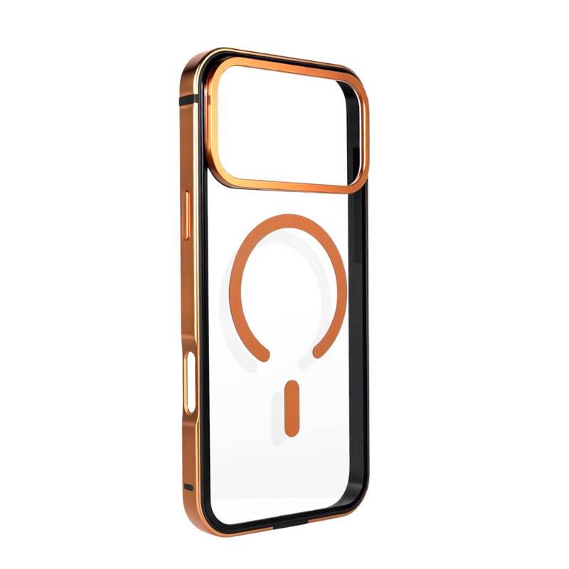 High-End iPhone Case — MagSafe Magnetic Aluminum Alloy Frame with HD Acrylic Backplate, Shock-Resistant Premium Protective Cover