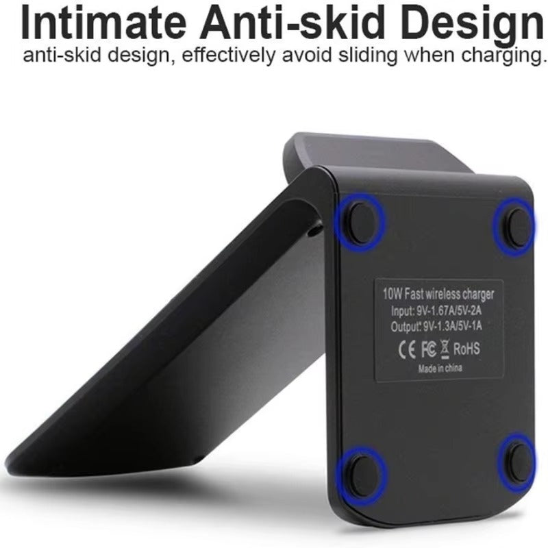 High-Quality 30W Wireless Charger Stand with Rapid Charging, Compact Foldable Design, Vertical & Horizontal Viewing, USB-C Power & Built-In Safety Guard