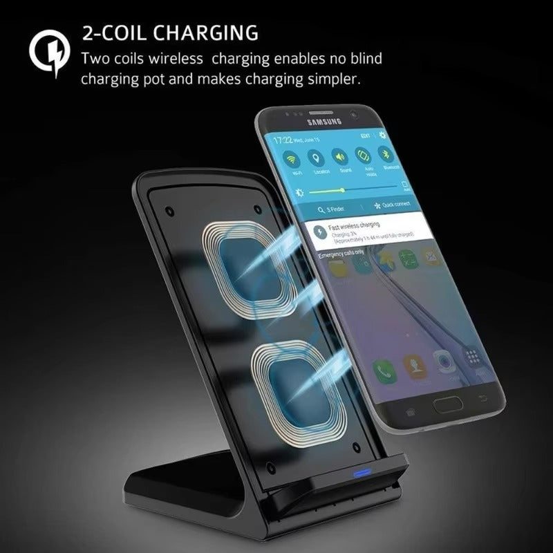 High-Quality 30W Wireless Charger Stand with Rapid Charging, Compact Foldable Design, Vertical & Horizontal Viewing, USB-C Power & Built-In Safety Guard