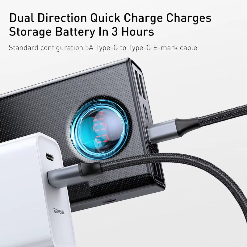 High-Quality 65W Fast Charging Power Bank 30000mAh with Built-In Cables, PD Two-Way Quick Charge External Battery Pack