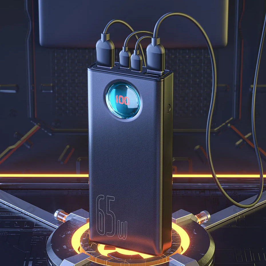 High-Quality 65W Fast Charging Power Bank 30000mAh with Built-In Cables, PD Two-Way Quick Charge External Battery Pack