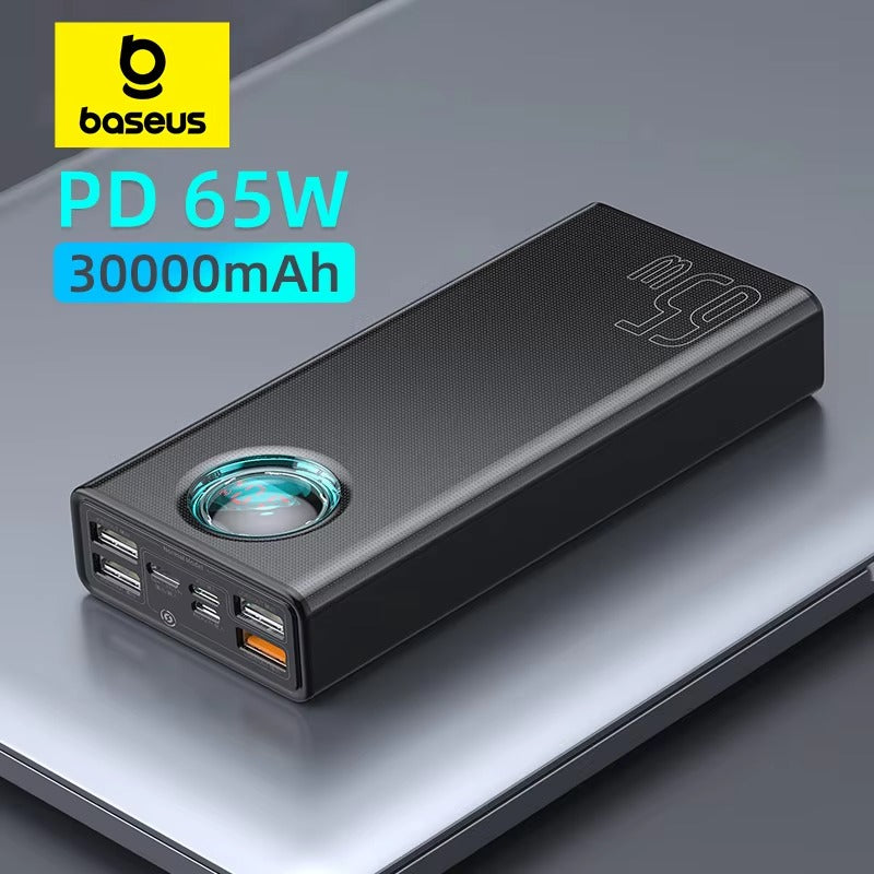 High-Quality 65W Fast Charging Power Bank 30000mAh with Built-In Cables, PD Two-Way Quick Charge External Battery Pack