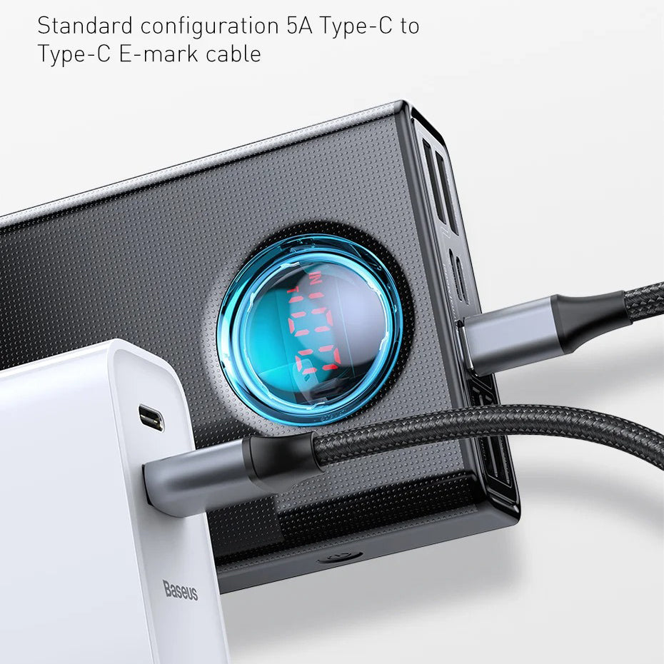 High-Quality 65W Fast Charging Power Bank 30000mAh with Built-In Cables, PD Two-Way Quick Charge External Battery Pack