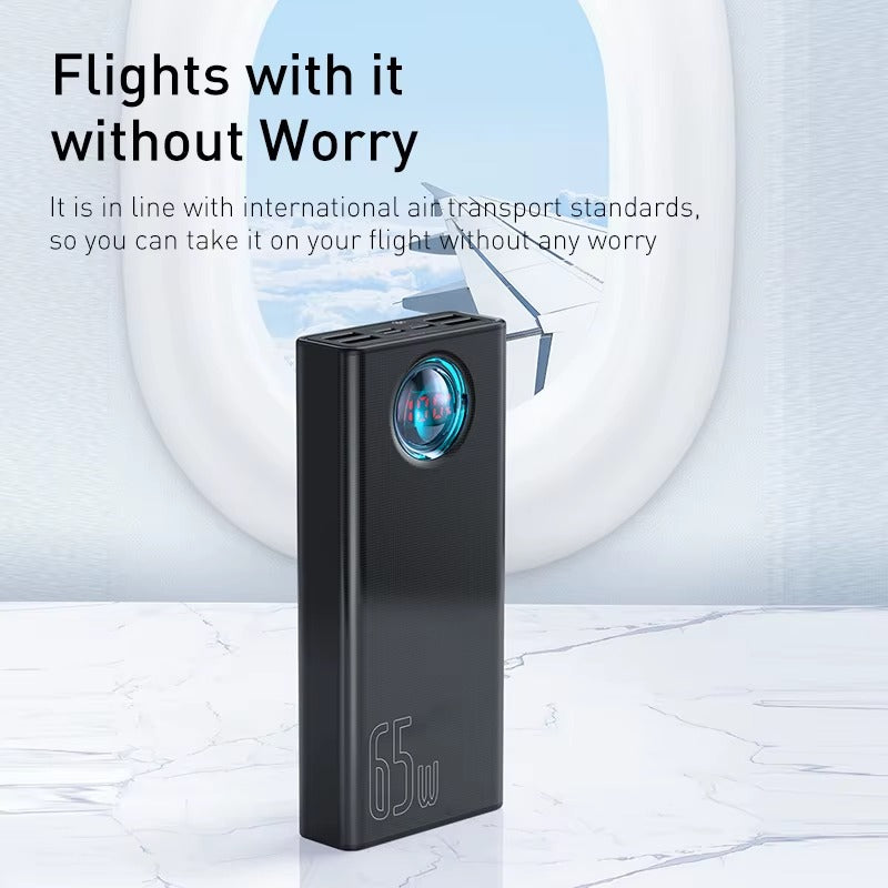 High-Quality 65W Fast Charging Power Bank 30000mAh with Built-In Cables, PD Two-Way Quick Charge External Battery Pack