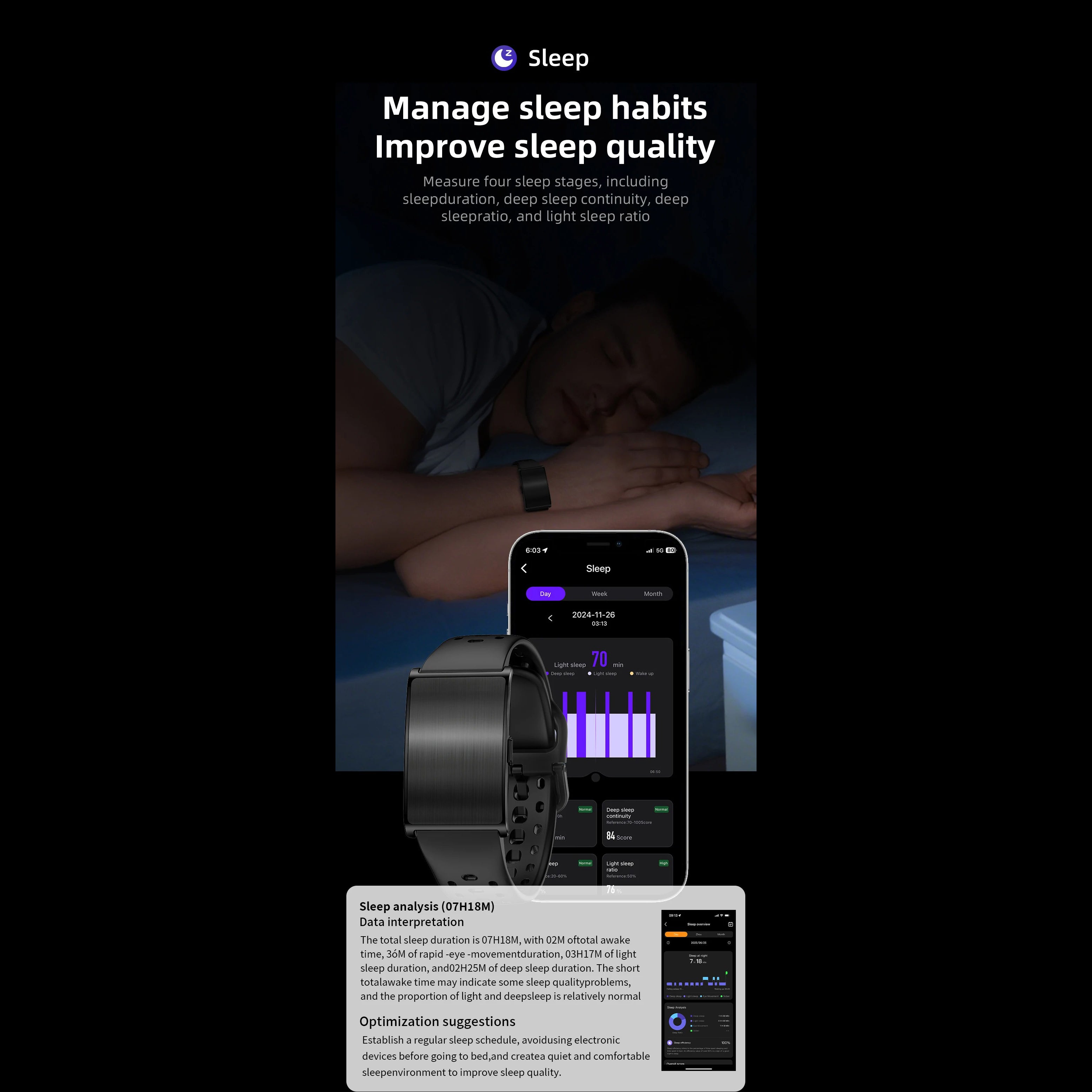 High-Quality GPS Fitness Smart Bracelet with 24h Health Tracking, Heart Rate & Blood Oxygen Monitor, Sleep Analysis, Activity & Call Alerts