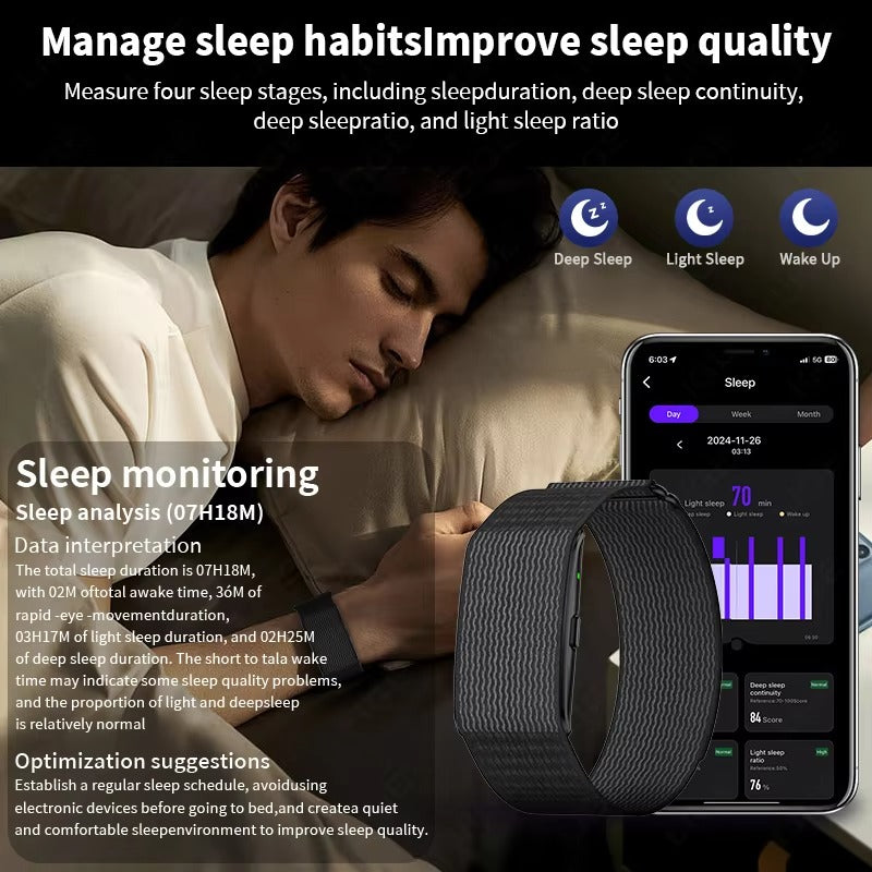 High-Quality GPS Fitness Smart Bracelet with 24h Health Tracking, Heart Rate & Blood Oxygen Monitor, Sleep Analysis, Activity & Call Alerts