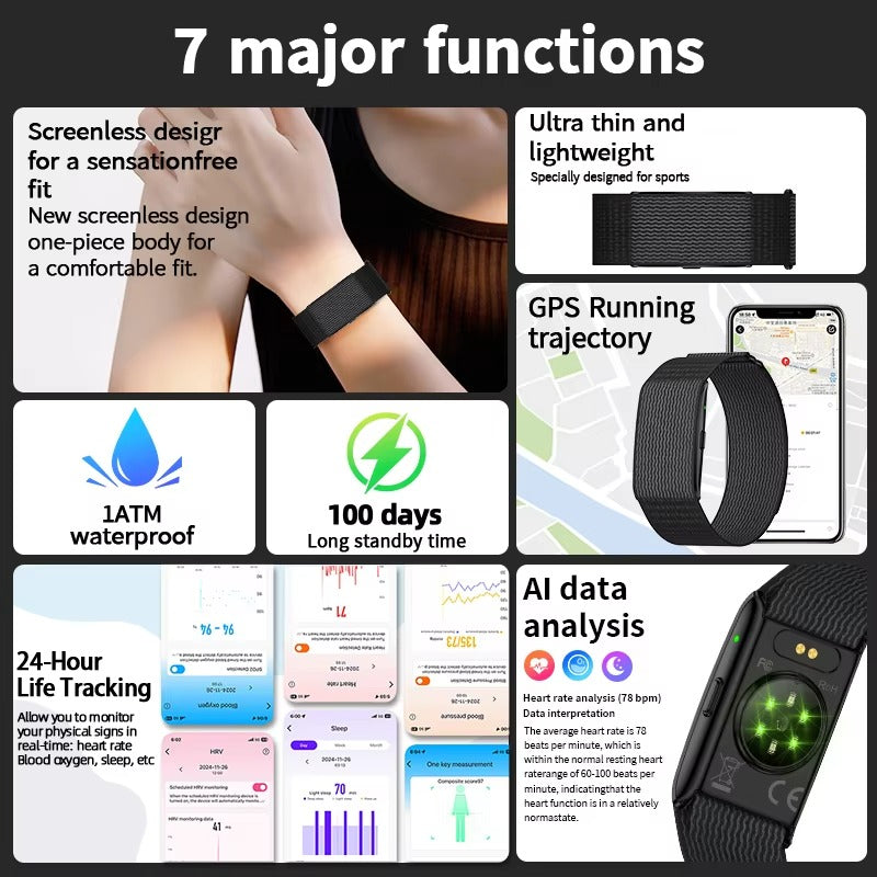 High-Quality GPS Fitness Smart Bracelet with 24h Health Tracking, Heart Rate & Blood Oxygen Monitor, Sleep Analysis, Activity & Call Alerts