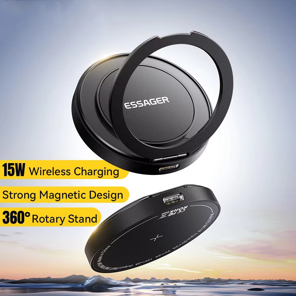 High-Quality Magnetic Wireless Charger Dock with 15W Fast Charging, Stable Stand Design & USB-C Power Input