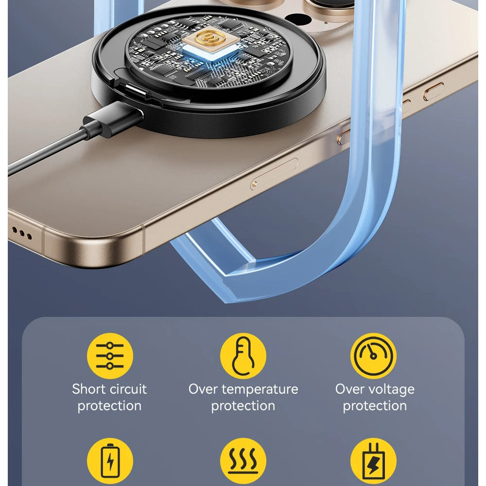 High-Quality Magnetic Wireless Charger Dock with 15W Fast Charging, Stable Stand Design & USB-C Power Input