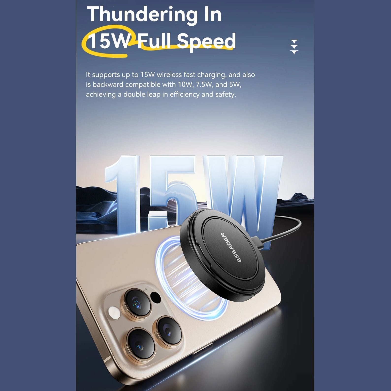 High-Quality Magnetic Wireless Charger Dock with 15W Fast Charging, Stable Stand Design & USB-C Power Input