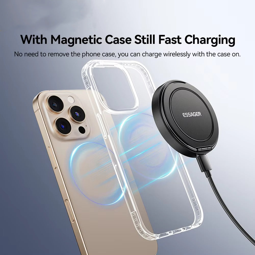 High-Quality Magnetic Wireless Charger Dock with 15W Fast Charging, Stable Stand Design & USB-C Power Input