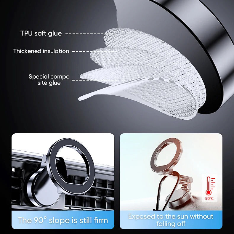 High-Quality iPhone MagSafe Magnetic Car Phone Holder, 360° Rotating Metal Mount with Strong Magnetic Grip for Dashboard Use